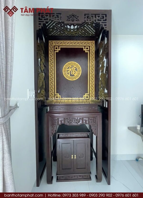 Bàn Thờ Phật Tâm Phát Bằng Gỗ Thiết Kế Kiểu Dáng Đa Dạng