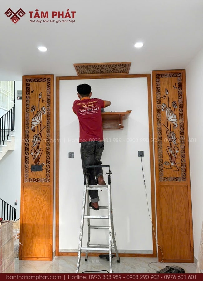 Tâm Phát thi công phòng thờ trọn gói.