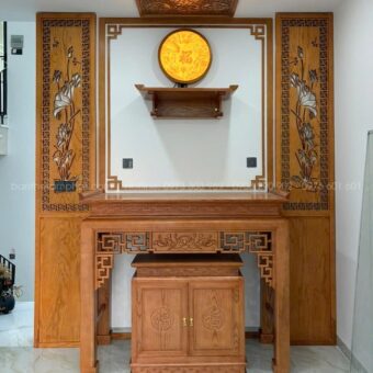 Phòng thờ gỗ sồi đơn giản mẫu BT-1618