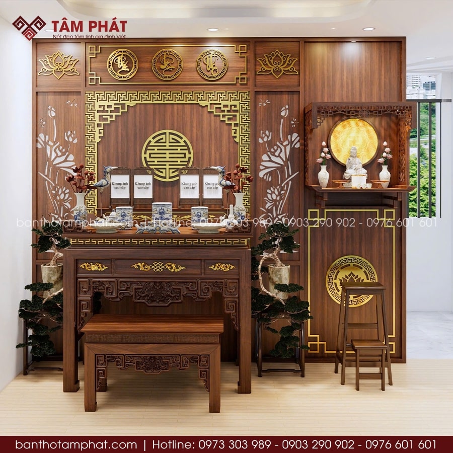 Phòng thờ Phật và Gia Tiên đẹp mẫu BT-1630