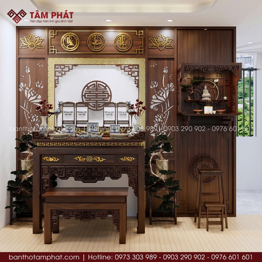 Các phương án thờ được điều chỉnh theo yêu cầu gia chủ.