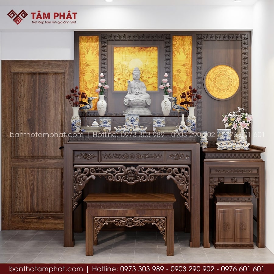 Phòng thờ Phật và Gia Tiên đơn giản mẫu BT-1633