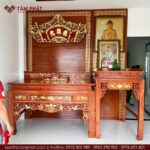 Mẫu bàn thờ thiếp vàng nổi bật, sang trọng.