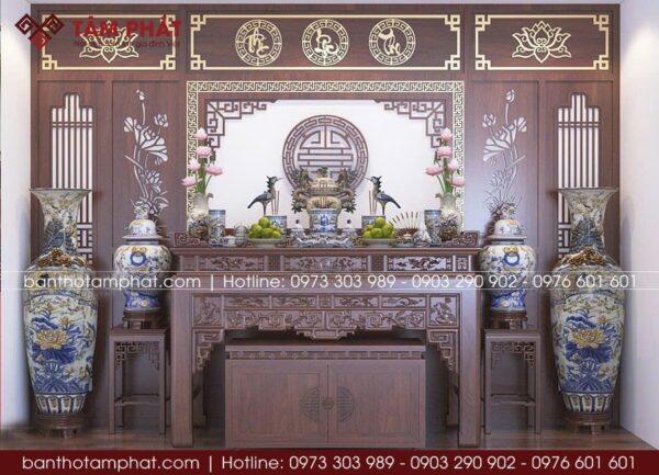 Phòng thờ trang trí ốp hậu đẹp mẫu BT-1620
