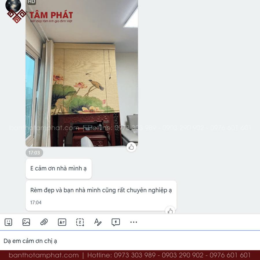 Phản hồi của khách hàng về rèm mành Tâm Phát