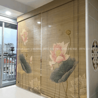 Rèm mành họa tiết hoa sen trang nhã