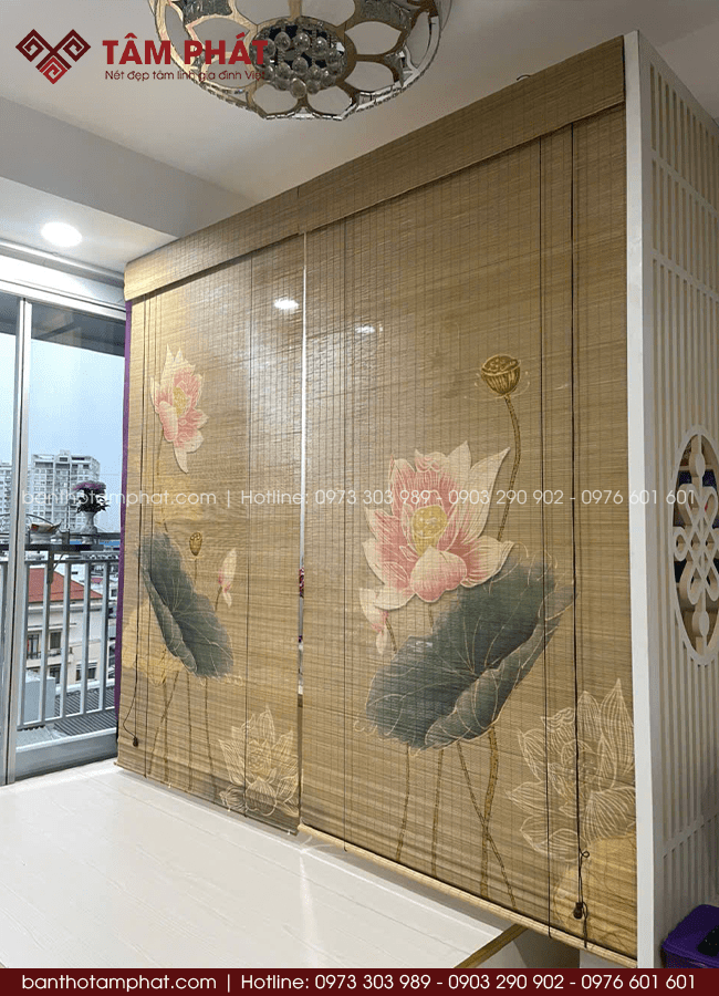Rèm mành họa tiết hoa sen trang nhã