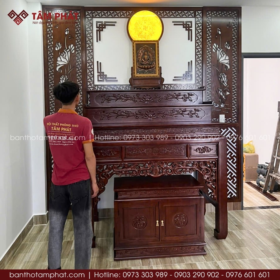 Phòng thờ đẹp 3 tầng tại gác lửng mẫu BT-1656
