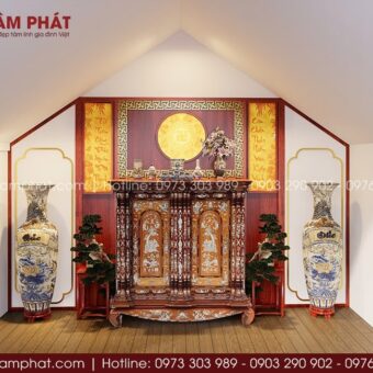 Phòng thờ giác mái đơn giản mẫu BT-1657