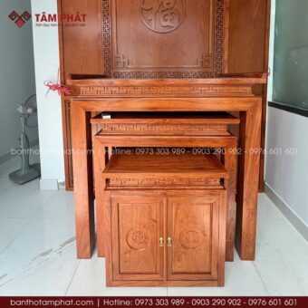 Bàn thờ 3 món gỗ hương cao cấp mẫu BT-1662