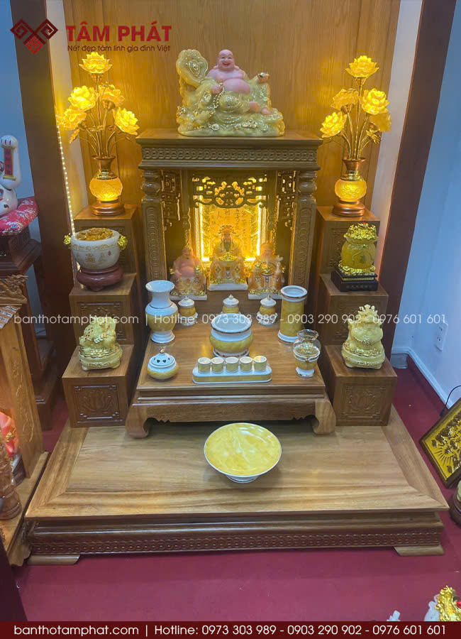 Bàn thờ Thần Tài Thổ Địa gỗ Gõ cao cấp BTT-3011 4 Bàn thờ Thần Tài Thổ Địa gỗ gõ