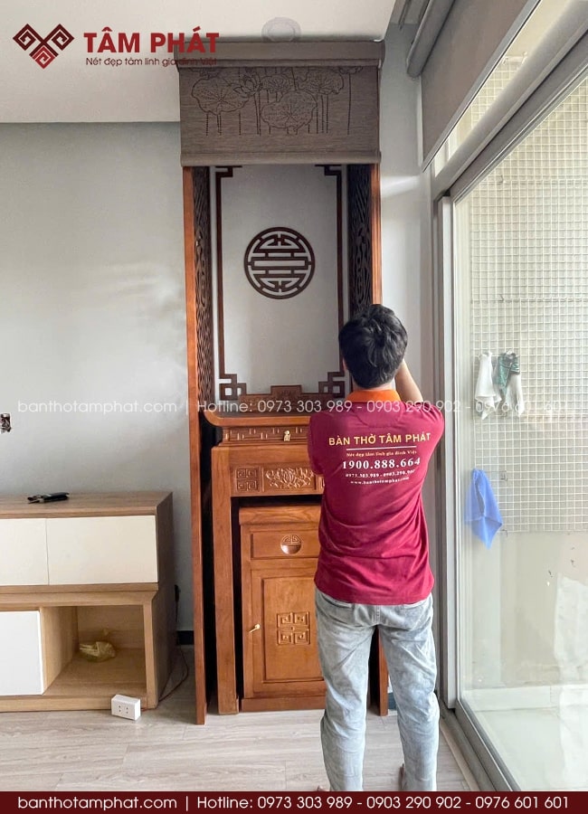 Tâm Phát thi công phòng thờ nhỏ gọn cho các căn hộ chung cư, nhà phố có diện tích hạn chế.