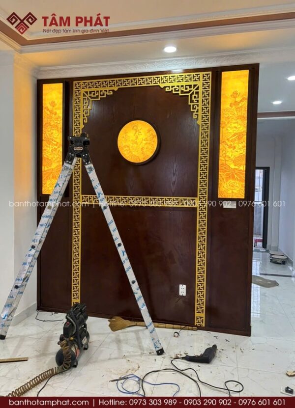 Mẫu ốp hậu MDF vân gỗ đẹp.