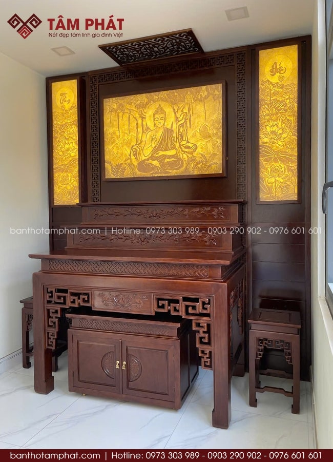 Đặt Thiết Kế Bàn Thờ Phật Chạm Khắc, Gỗ Theo Yêu Cầu