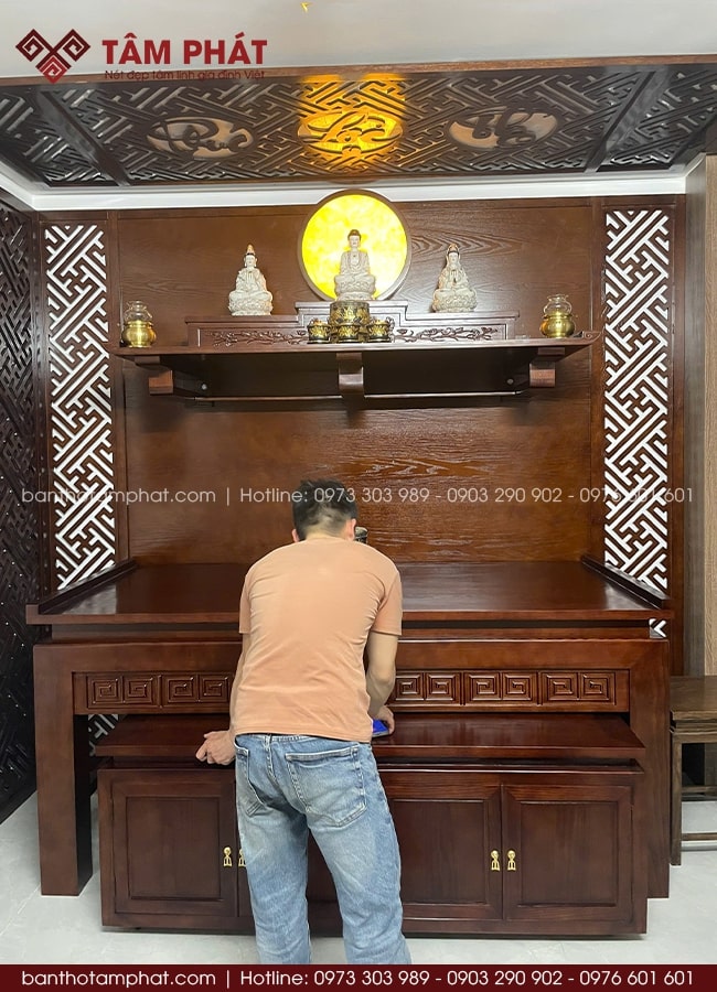 Đặt Bàn Thờ Phật Theo Yêu Cầu Kích Thước, Chất Liệu Gỗ