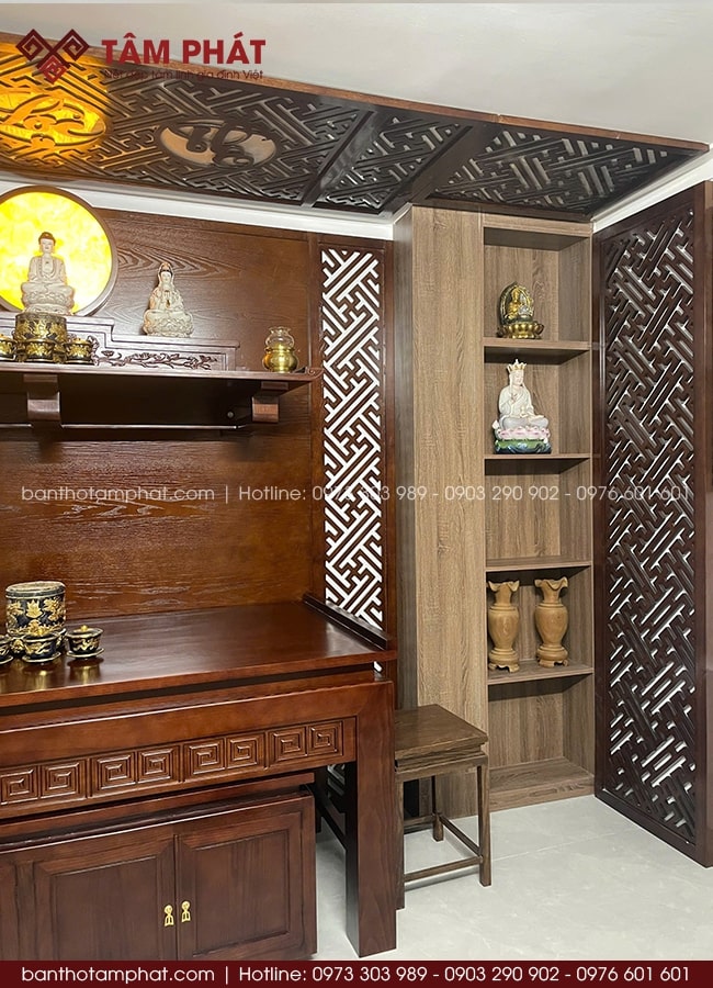 Bàn Thờ Phật Tâm Phát Thiết Kế Chuẩn Phong Thủy Gỗ Cao Cấp