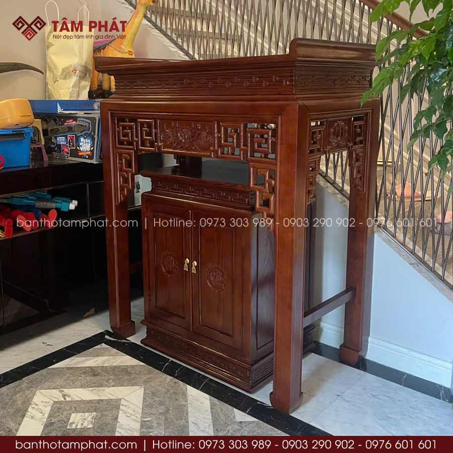 Thiết Kế Bàn Thờ Phật Đẹp Gỗ Tự Nhiên Được Phủ PU Chống Ẩm