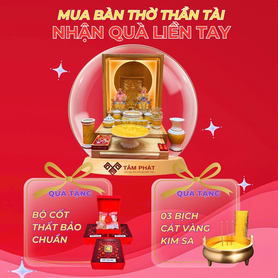 Khuyến mãi đặc biệt chỉ có tại Tâm Phát khi mua bàn thờ Thần Tài
