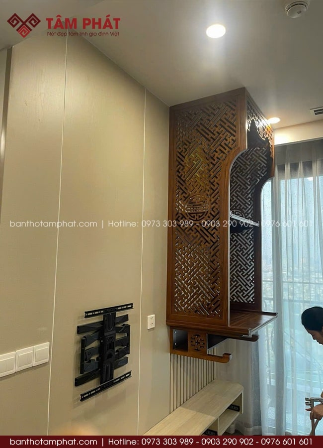 Đặt Bàn Thờ Phật Theo Yêu Cầu Kích Thước, Chất Liệu Gỗ Mong Muốn