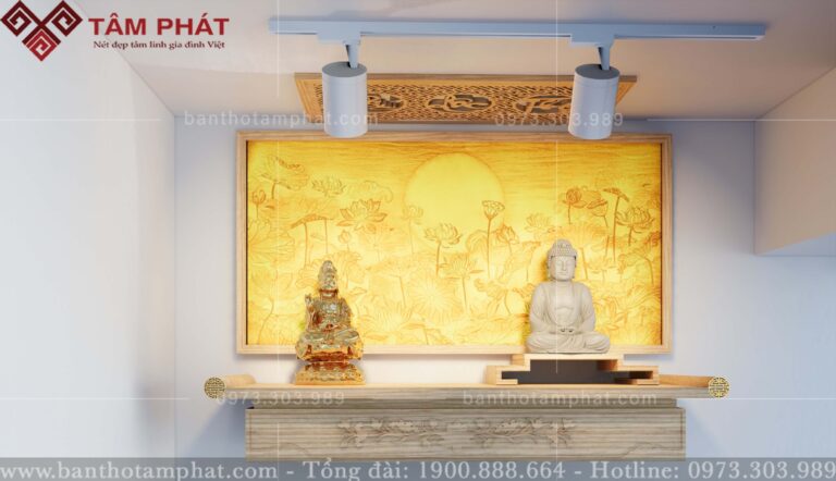 Bàn Thờ Phật Quan Âm Được Thiết Kế Đa Chất Liệu Gỗ