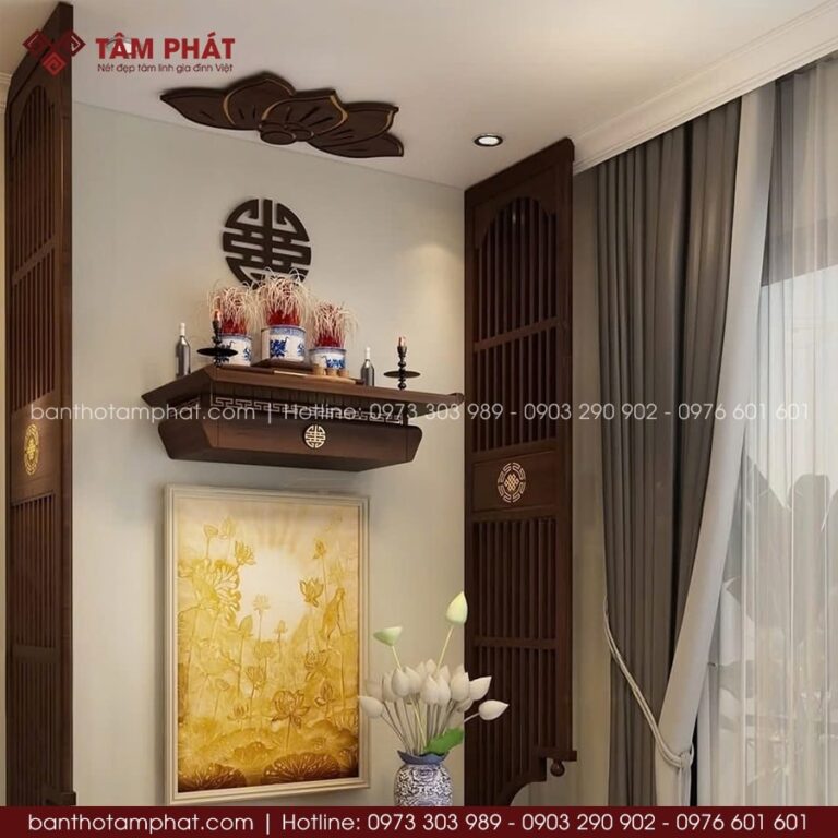 Bàn Thờ Phật Treo Tường Chất Lượng, Giá Rẻ, Thiết Kế Chuẩn Phong Thủy