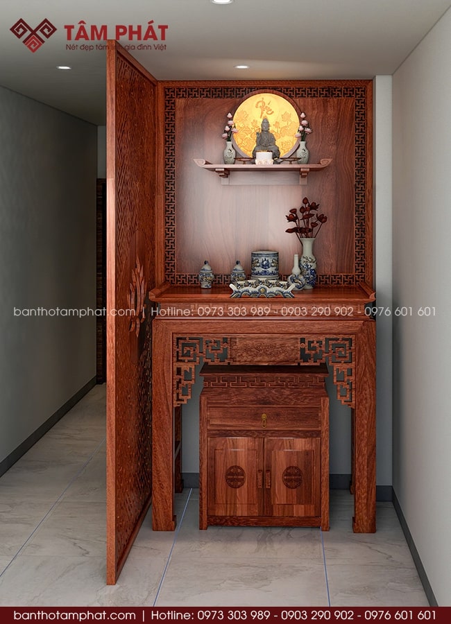 Góc thờ hành lang tầng mái mẫu BT-1709