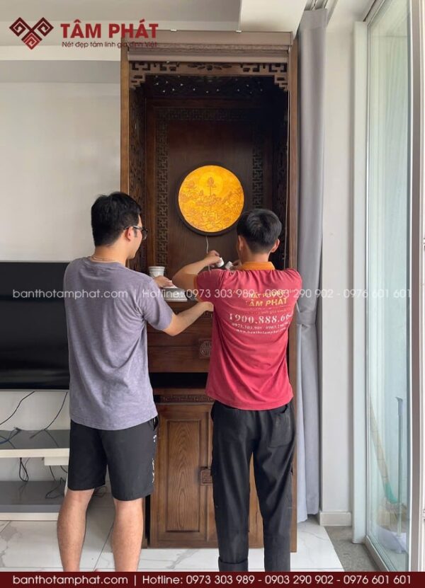 Tâm Phát nhận thiết kế và thi công phòng thờ chung cư, nhà phố theo yêu cầu gia chủ.