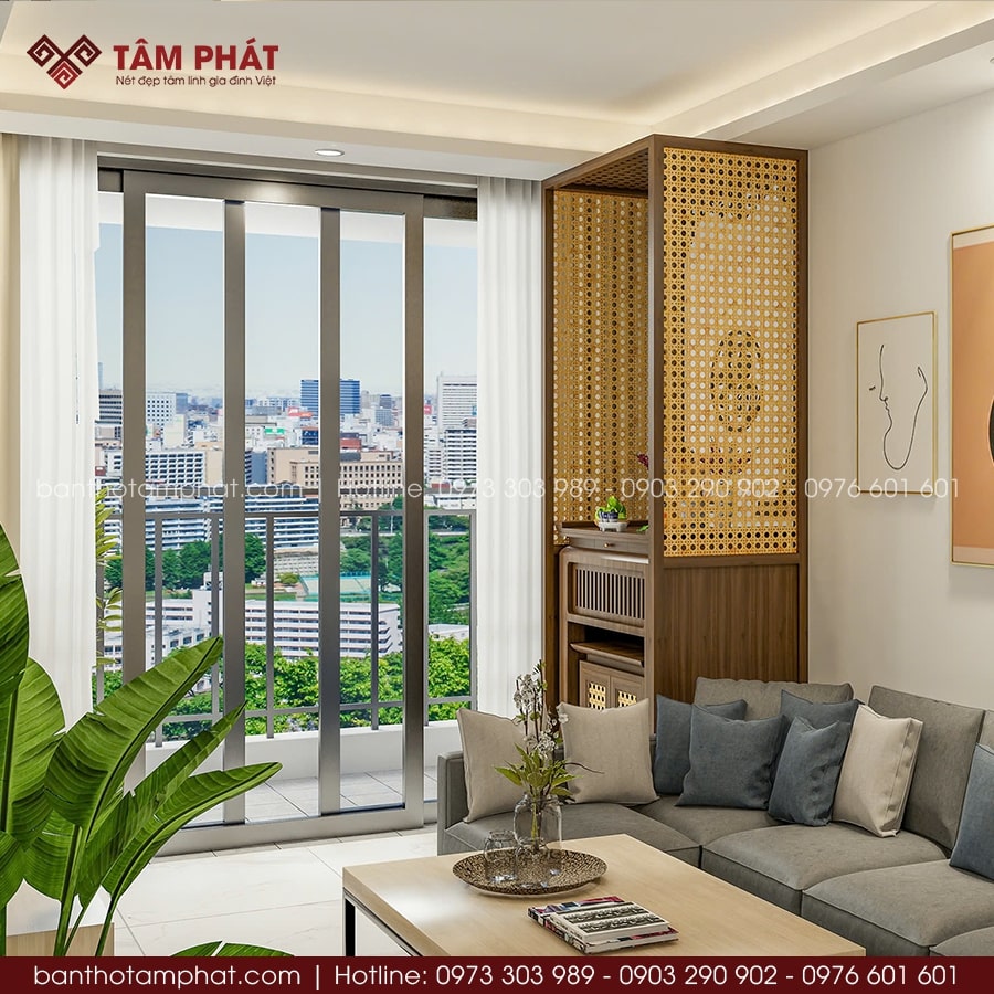 Thiết kế tinh gọn mà vẫn đảm bảo đủ công năng cho không gian thờ Phật hoặc thờ Gia Tiên.