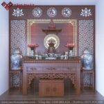 Mẫu phòng thờ mang phong cách hiện đại nhưng vẫn đậm chất truyền thống Á Đông.
