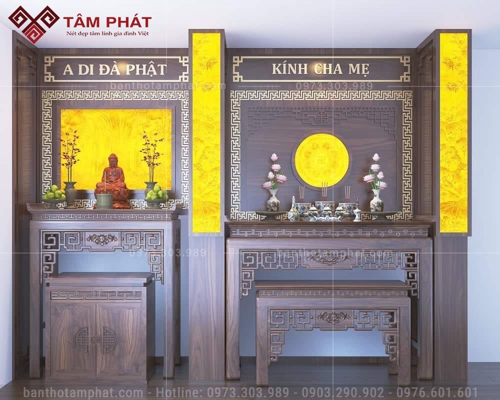 Phòng thờ ốp chữ A - DI - ĐÀ - PHẬT mẫu BT-1730