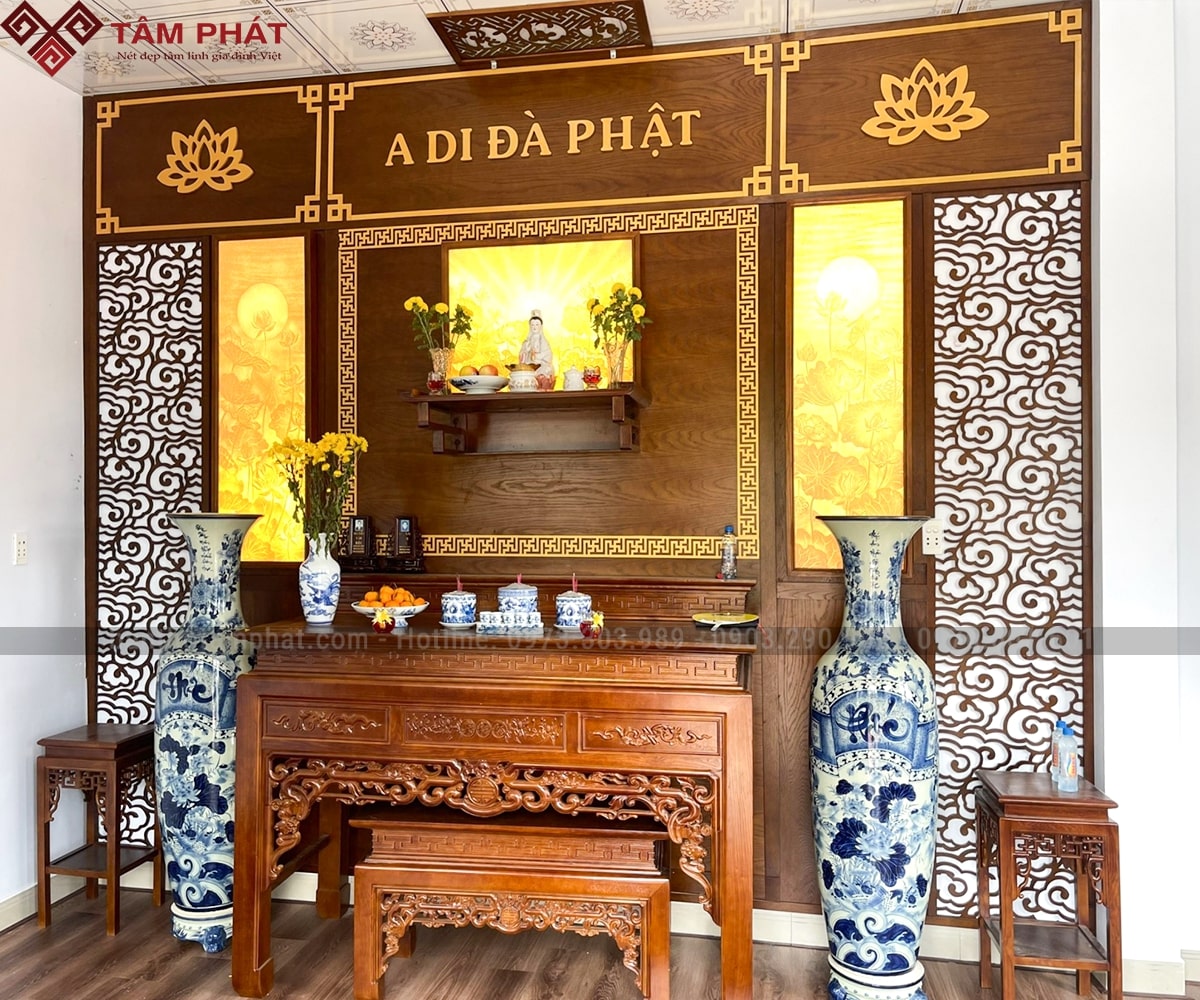 Phòng thờ phù hợp cho mọi không gian nhà cửa, dễ bài trí gọn gàng mà vẫn đảm bảo sự tôn nghiêm.
