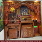 Bàn thờ chất liệu gỗ cao cấp bền đẹp theo thời gian, chống cong vênh, mối mọt hiệu quả.