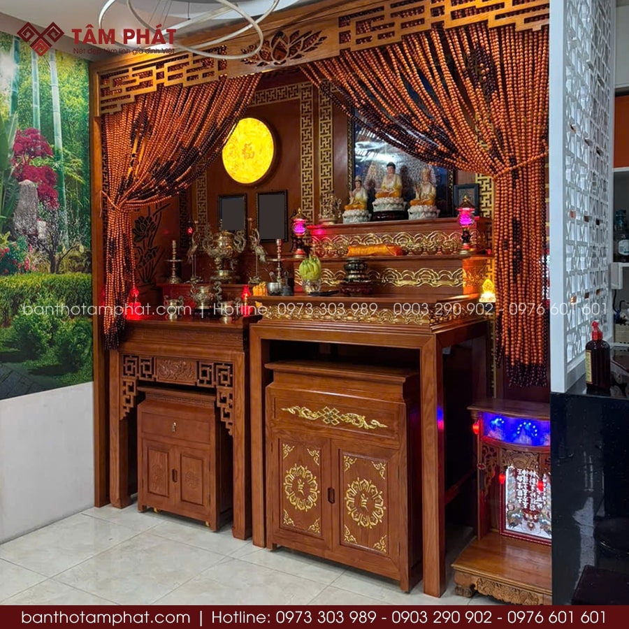 Phòng thờ được thiết kế tinh tế, phù hợp cho chung cư, nhà phố và biệt thự.