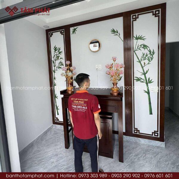 Phòng thờ BT-1757 được Tâm Phát thi công trọn gói, ưu tiên phong cách đơn giản hiện đại.