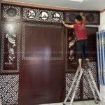 Ốp CNC hoành phi Đức Lưu Quang và hoa sen sang trọng.