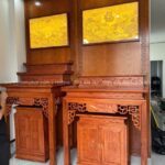 Phòng thờ Phật và Gia Tiên gỗ hương đá cao cấp, có độ bền cao, vân gỗ đẹp.