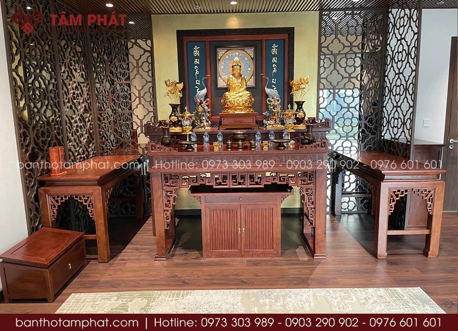 Hoàn thiện phòng thờ doanh nghiệp tài chính đẹp mẫu BT-1760