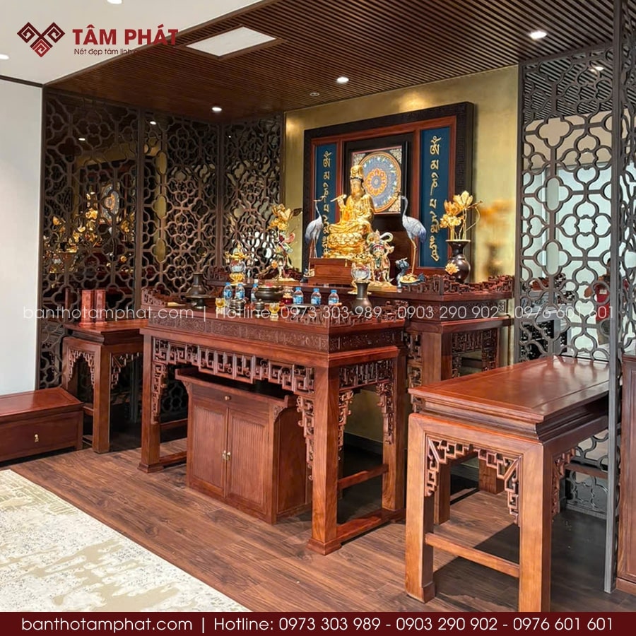 Mẫu Bàn Thờ Đứng Phổ Biến Có Hoa Văn, Họa Tiết