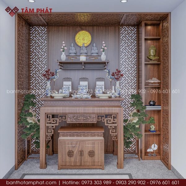 Phòng thờ Á Đông kèm hệ tủ trang trí mẫu BT-1766