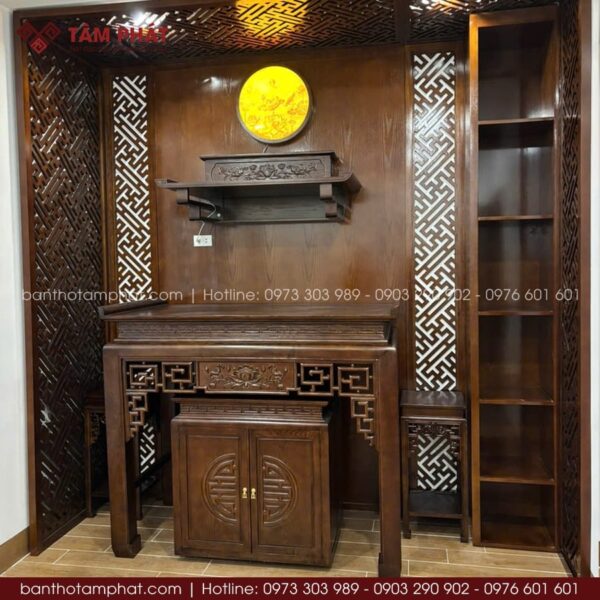 Phòng thờ BT-1766 phù hợp cho nhà phố, chung cư và biệt thự có nhu cầu tạo không gian thờ sang trọng - trang nghiêm - chuẩn phong thủy.