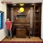 Tâm Phát nhận đặt đóng, thiêt kế các công trình phòng thờ kèm hệ tủ trang trí theo yêu cầu gia chủ.
