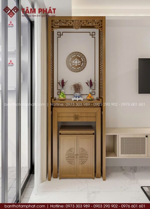 Phòng thờ gỗ nhỏ gọn đơn giản mẫu BT-1759