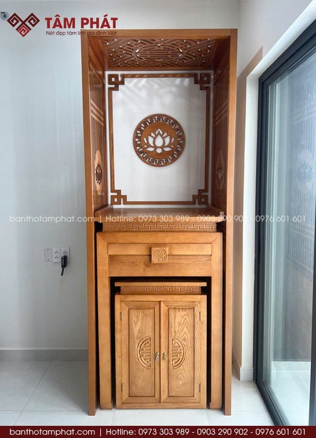 Phòng thờ gỗ BT-1759 chất lượng, thẩm mỹ và phong thủy tốt.