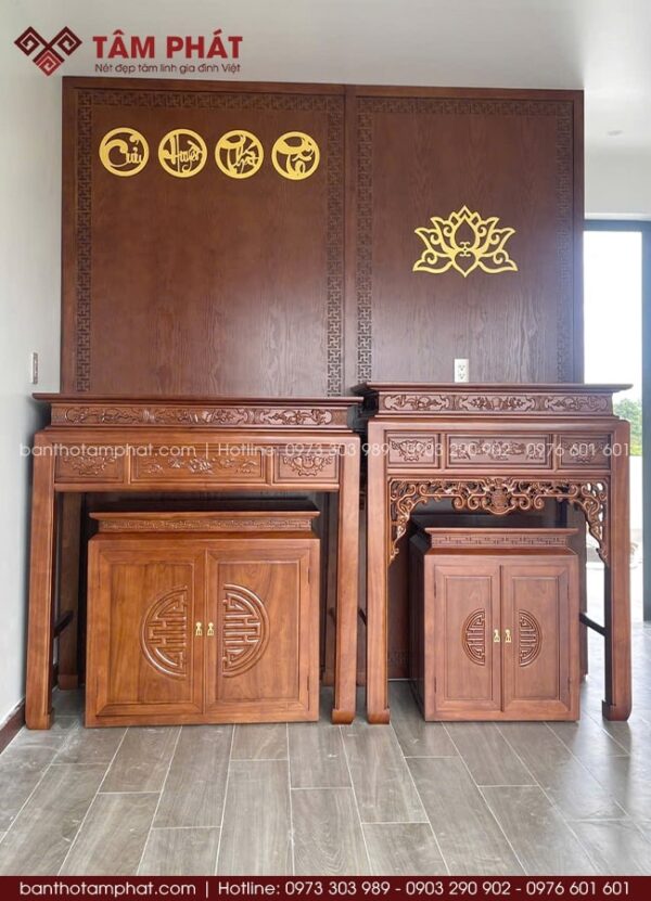 Bàn thờ Phật cao hơn bàn thờ Gia Tiên, chuẩn yếu tố phong thủy, tránh phạm húy đến thần linh.