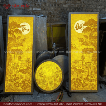 Tranh bàn thờ phòng thờ bằng trúc chỉ mẫu TC-6716