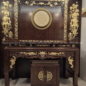 Phòng thờ họa tiết thiếp vàng sang trọng mẫu BT-1785