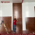 Công trình lớn, kết hợp ốp hậu phổ rộng, nâng tầm không gian thờ tự.