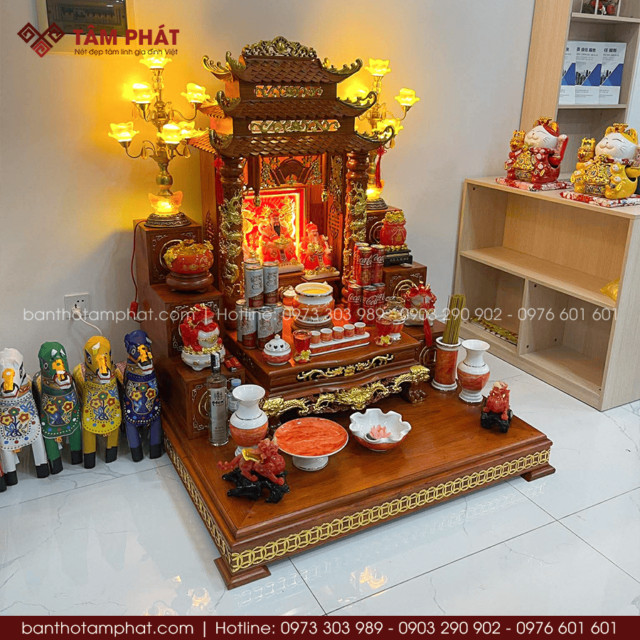 Bộ bàn thờ Ông Địa VIP phù hợp với văn phòng, cửa hàng hoặc gia đình có diện tích rộng