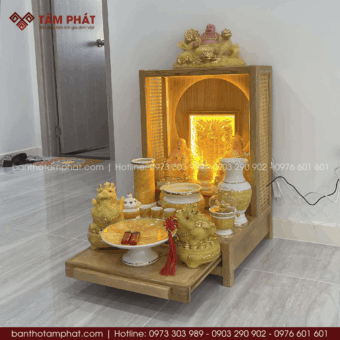 Bàn thờ Thần Tài vân may hiện đại