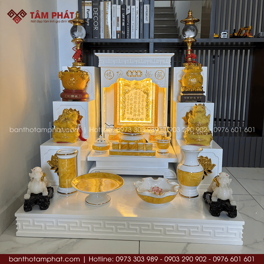 Combo bàn thờ Thần Tài màu trắng 